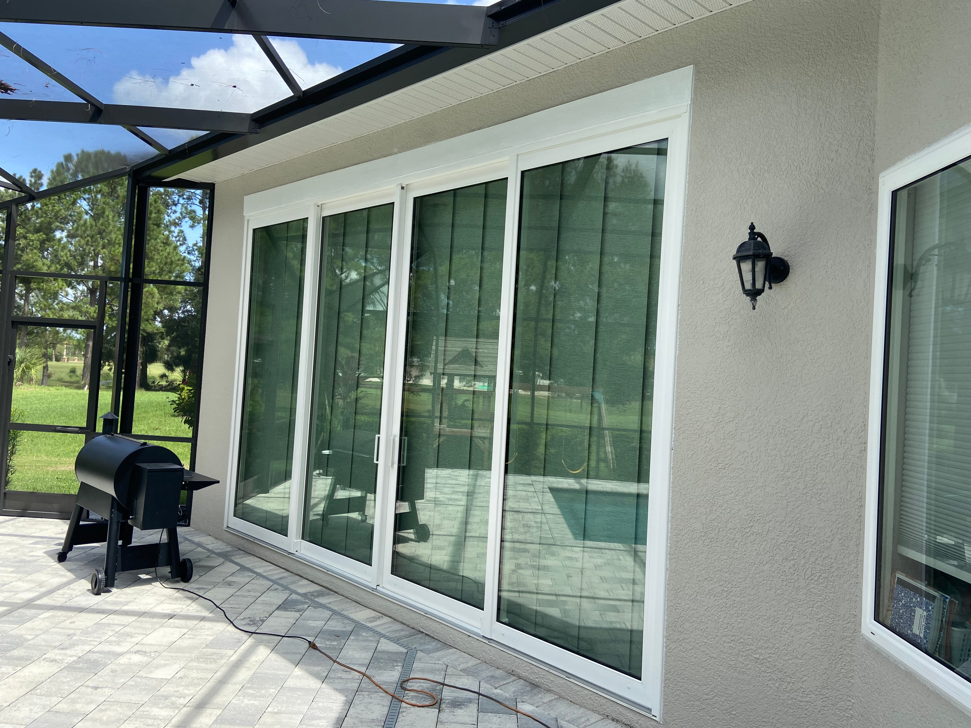 Screened patio sliding glass door