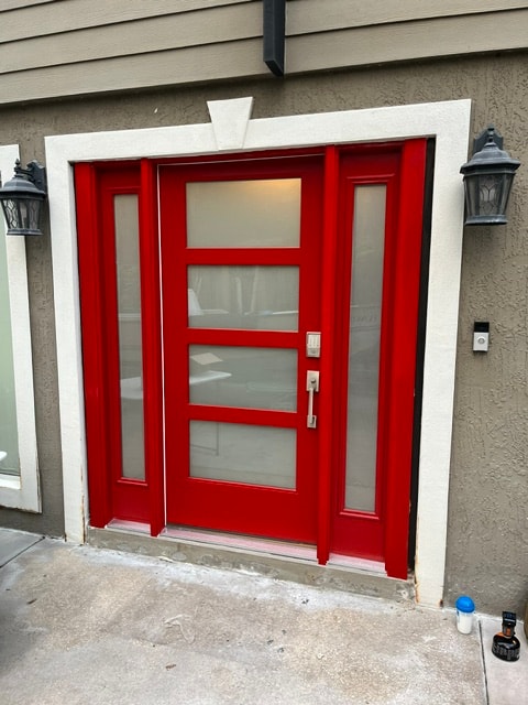 Red exterior entry door replacement